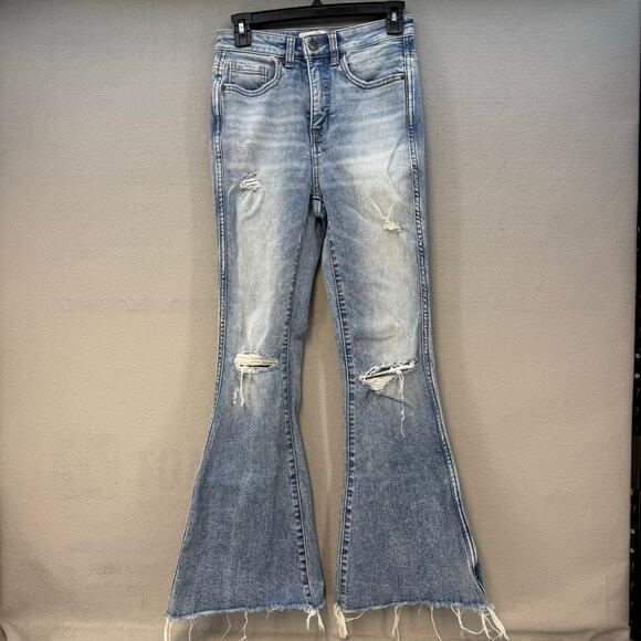 BKE Jeans Women's 26x29.5 (2) Light Blue Billie Slim Fit High Rise Flare Preppy - Picture 1 of 15